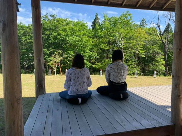 「おおま宿坊 普賢院」の四阿からの風景