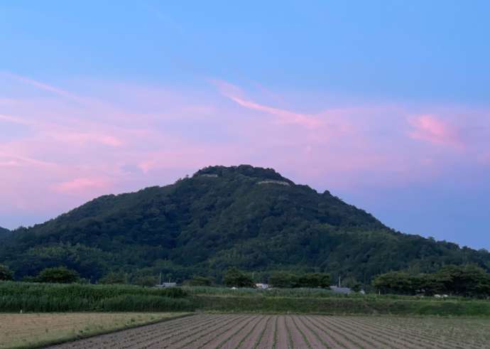 八幡堀めぐり運航中に見える八幡山の姿