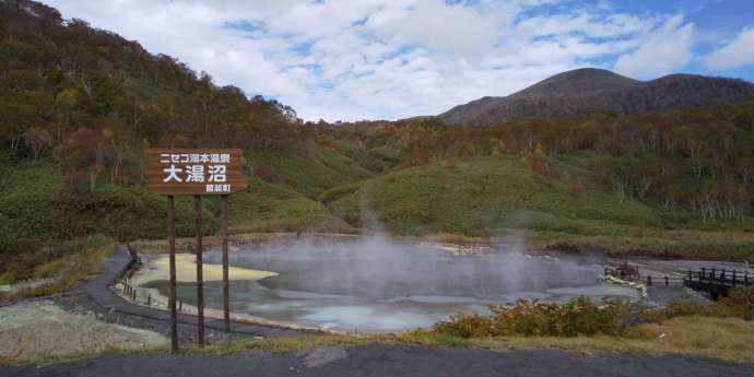 蘭越町大湯沼の様子