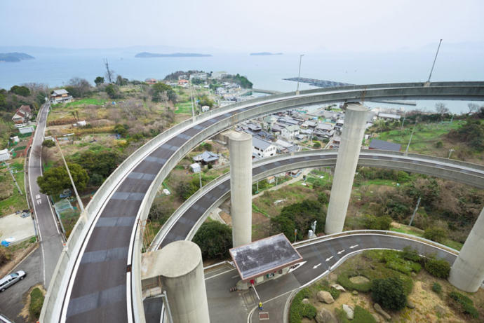 島内を走る瀬戸大橋