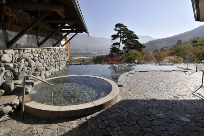 坂城町の「「びんぐし湯さん館」」の露天風呂