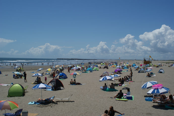 本須賀海水浴場の夏の賑わい