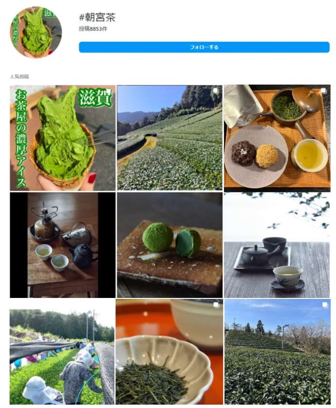 インスタグラムに投稿された朝宮茶の画像