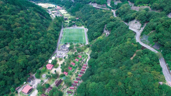 下北山スポーツ公園を空からみた景色