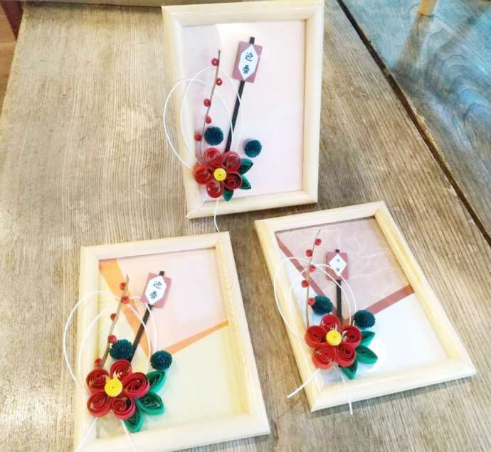 「手芸工房Hana」の紙巻アージュ®体験お正月の松竹梅飾り