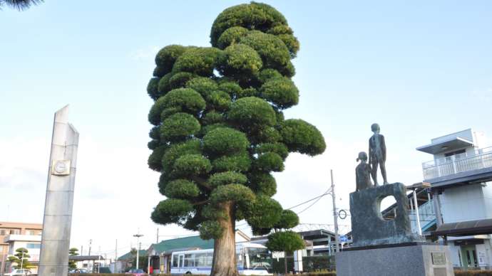 八日市場駅前の植木