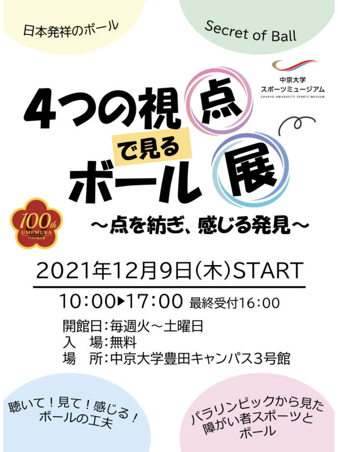 学生が企画した「4つの視点で見るボール展」の案内