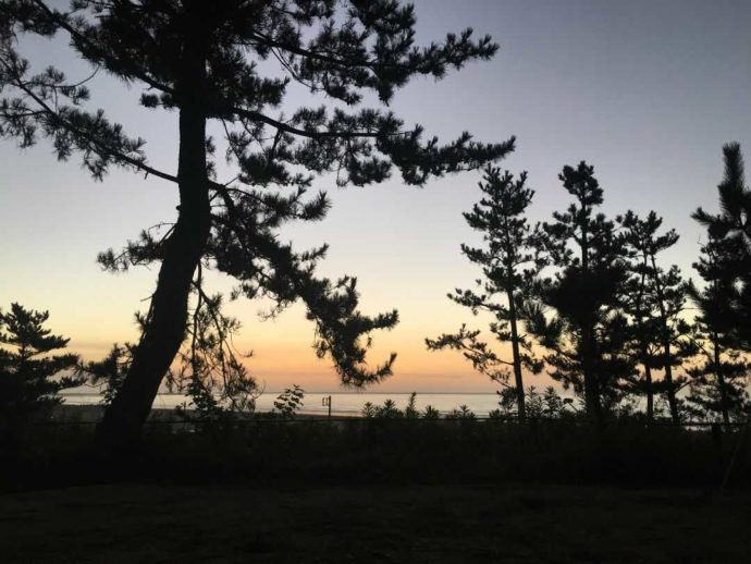 茨城県東茨城郡にある大洗サンビーチキャンプ場での朝の風景