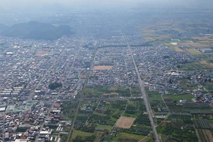 天童市街地の空撮写真