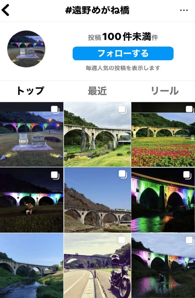 インスタグラムに投稿されためがね橋の画像