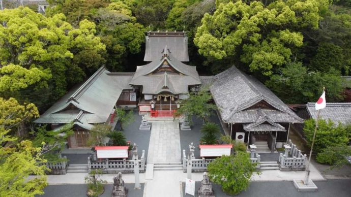 上空から見た宇原神社の全景