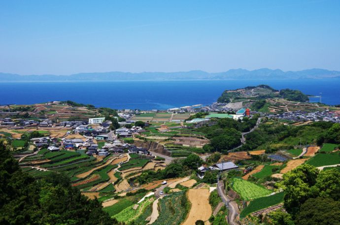 南串山棚畑展望台から望む棚田の風景