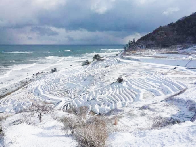 イルミネーションイベント「輪島・白米千枚田 あぜのきらめき」の会場「白米千枚田」（冬）