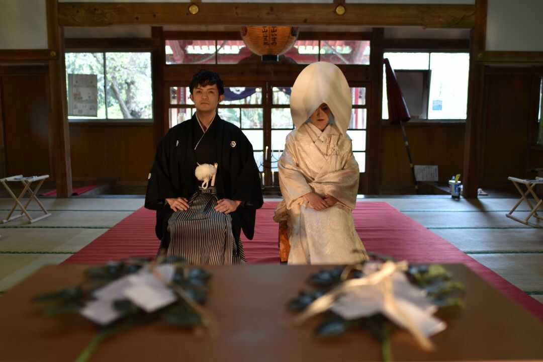 宮城県登米市にある若草稲荷神社での玉串の風景