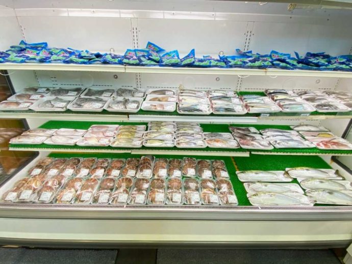 岩手県下閉伊郡にある道の駅やまだの鮮魚コーナー
