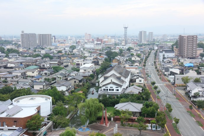 福岡県柳川市の掘割がある街並