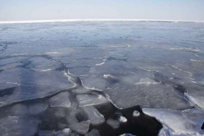 流氷に覆われたオホーツク海