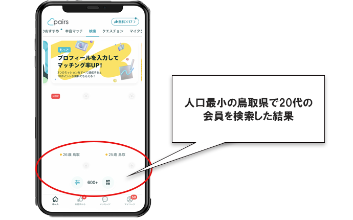 鳥取県の登録者の実際の画面