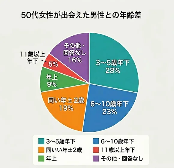 50代女性が出会えた男性との年齢差