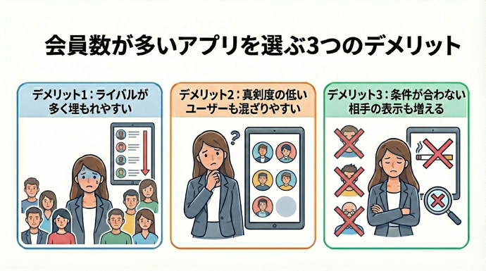 会員数が多いアプリを選ぶ3つのデメリットと回避策