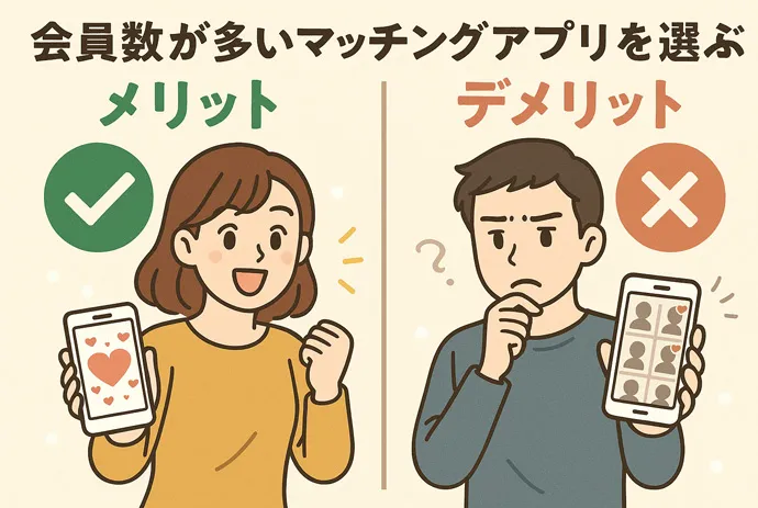 会員数が多いマッチングアプリを選ぶメリット・デメリット