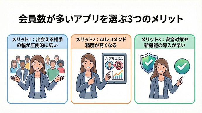 会員数が多いアプリを選ぶ3つのメリット