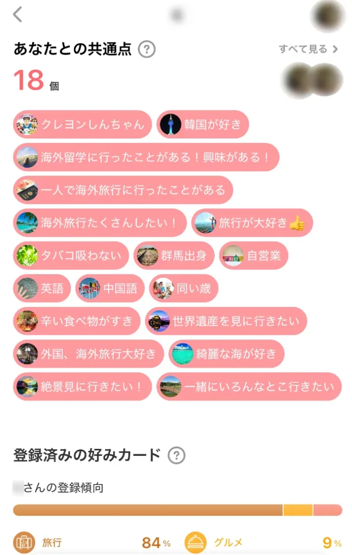 こなんさんが設定していた好みカード