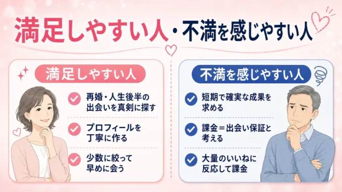ラス恋で満足しやすい人・不満を感じやすい人
