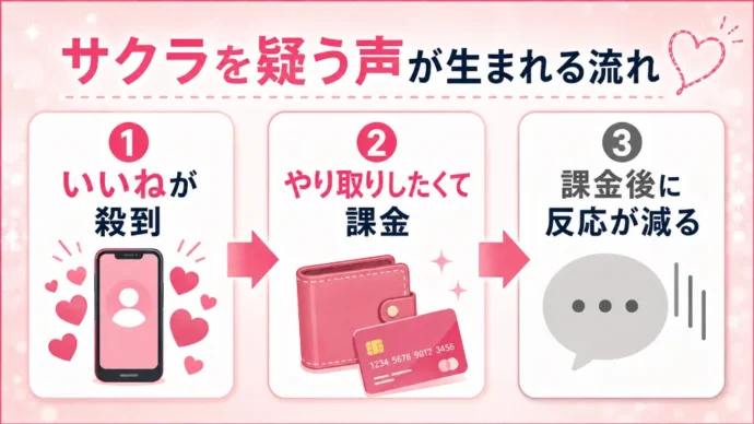 サクラを疑う声が生まれる流れ