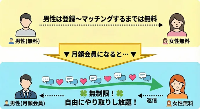 マリッシュの男女別の料金プランの図解