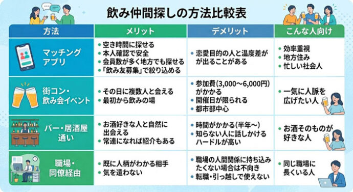 飲み友達が作れる方法の選択肢4つ