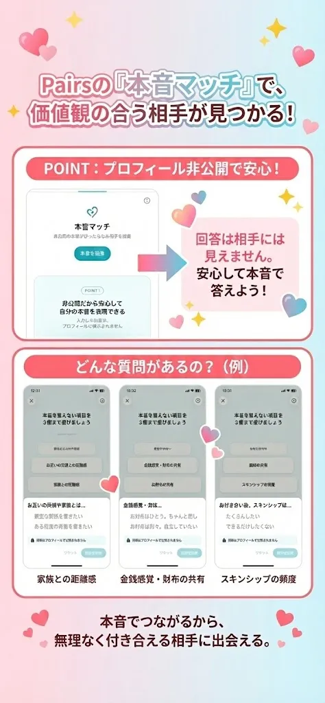 ペアーズの本音マッチ機能