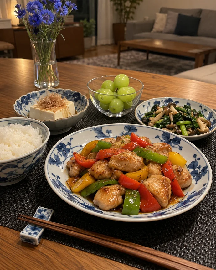 男性から送られてきた料理写真のイメージ（夕食・生成したイメージ写真）