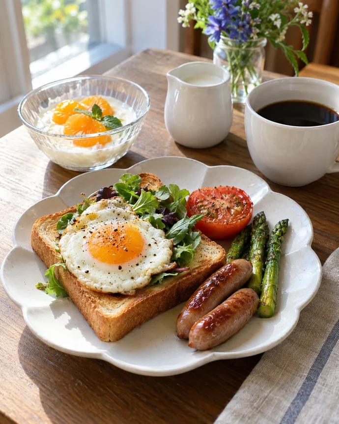 男性から送られてきた料理写真のイメージ（朝食・生成したイメージ写真）