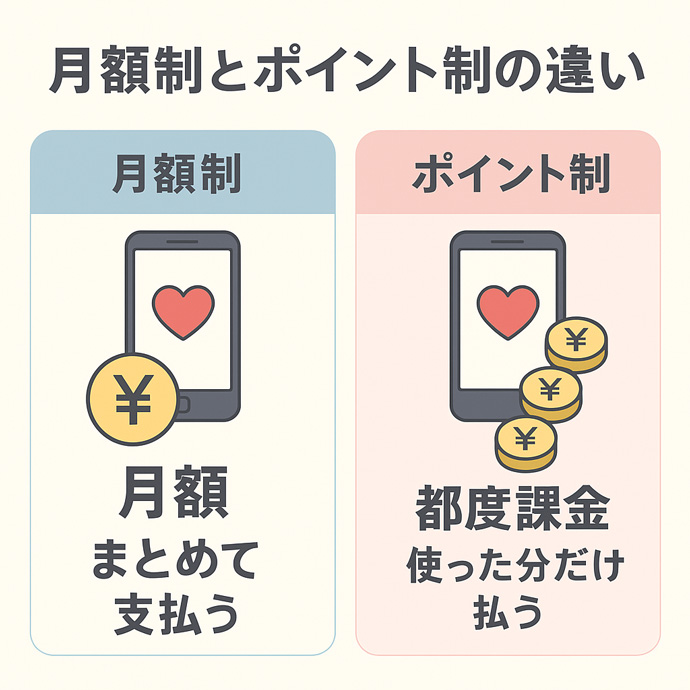 月額制とポイント制の違いの図解