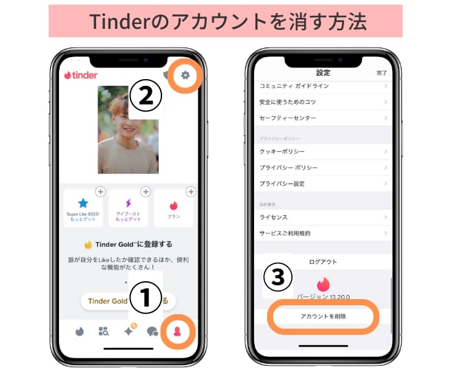 tinderのアカウントを消す方法