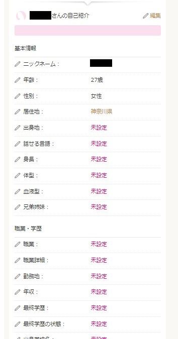 ゼクシィ縁結びプロフィール内容