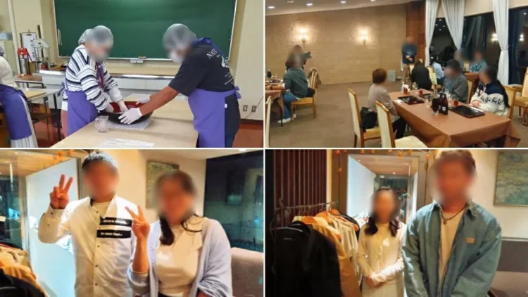 カップルそば打ち体験でのカップリングの様子