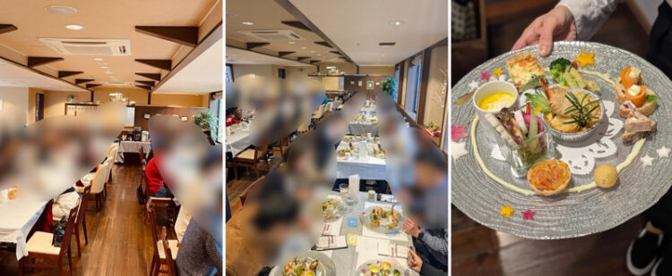 2024年12月に開催された婚活イベント「冬恋 ～クリスマスパーティー～」で一緒に食事をする男女
