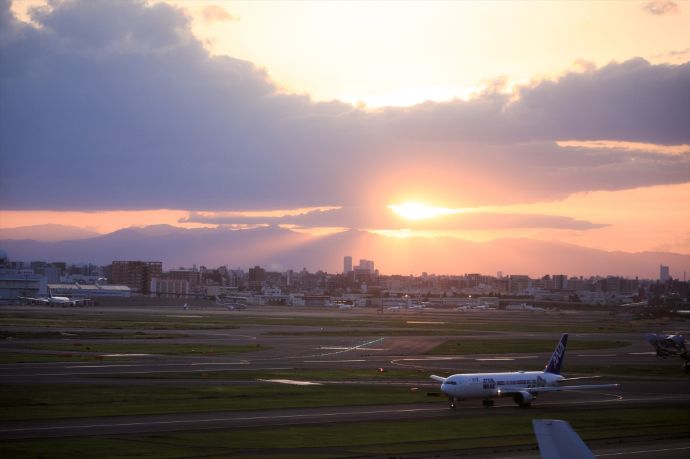 スカイウェディング羽田から望む夕焼けの景色