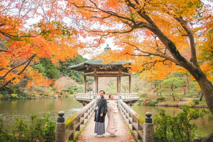 成田山公園でのウエディングフォト