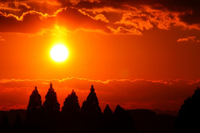 五ヶ瀬ワイナリーの夕日