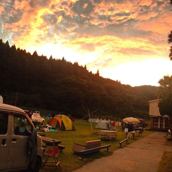 潮の杜キャンプ場の夕焼け