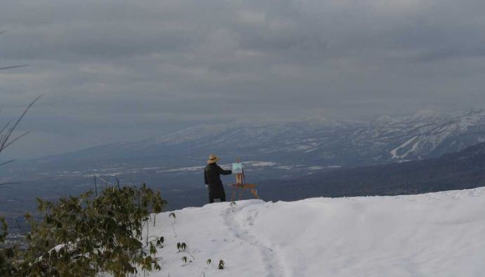 北海道中富良野にある北海道風景画館の奥田修一さん