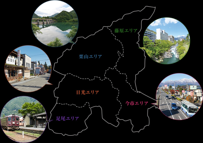 日光市の略地図