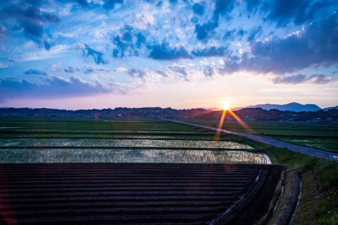 勝央町から見える夕陽