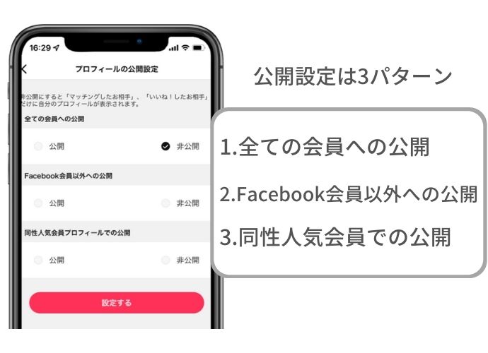 Omiaiのプロフィールの公開設定について